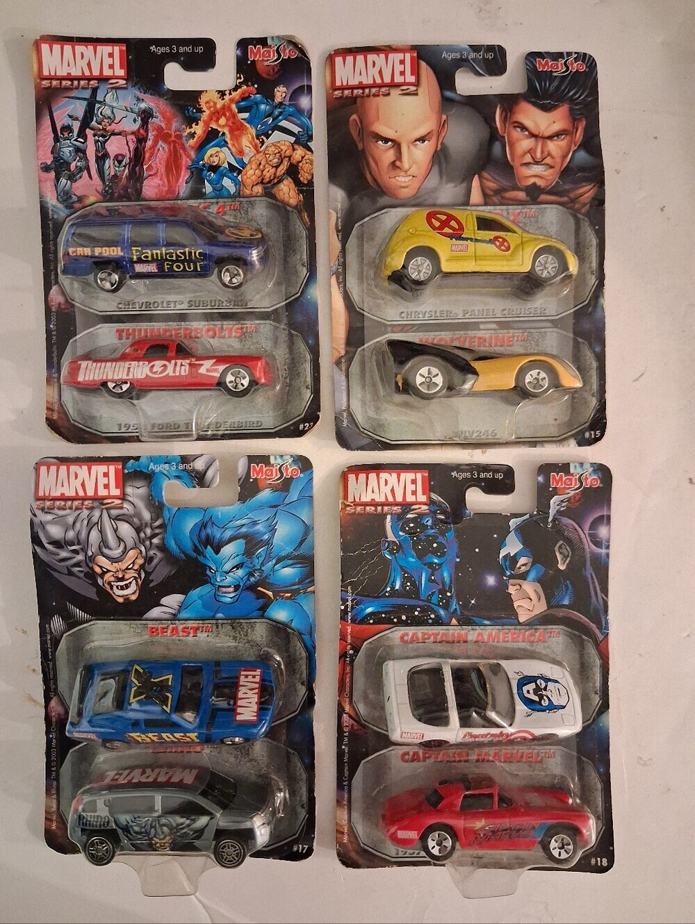 Maisto Marvel Die-Cast Series 2 Car Collection - Four 2 Car Sets - 2003
